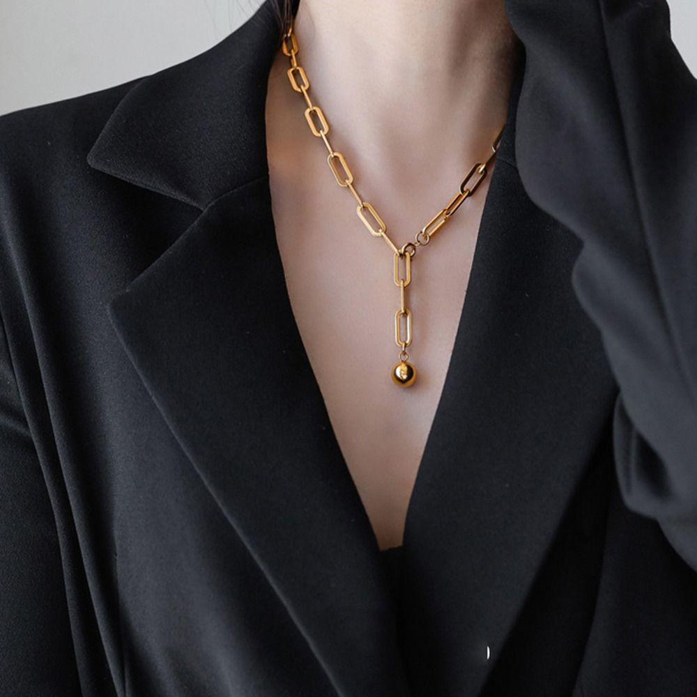 Exquisite Metal Choker Necklace Gold Sweater Chain Necklace Clavicle Chain Necklace  Girl Gift
