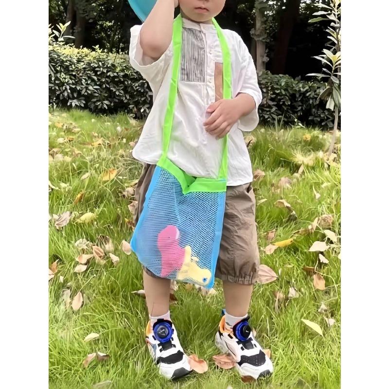 1pc Mesh Beach Bag, Toy Storage Bag, Outdoor Travel Folding Organizing Net Bag