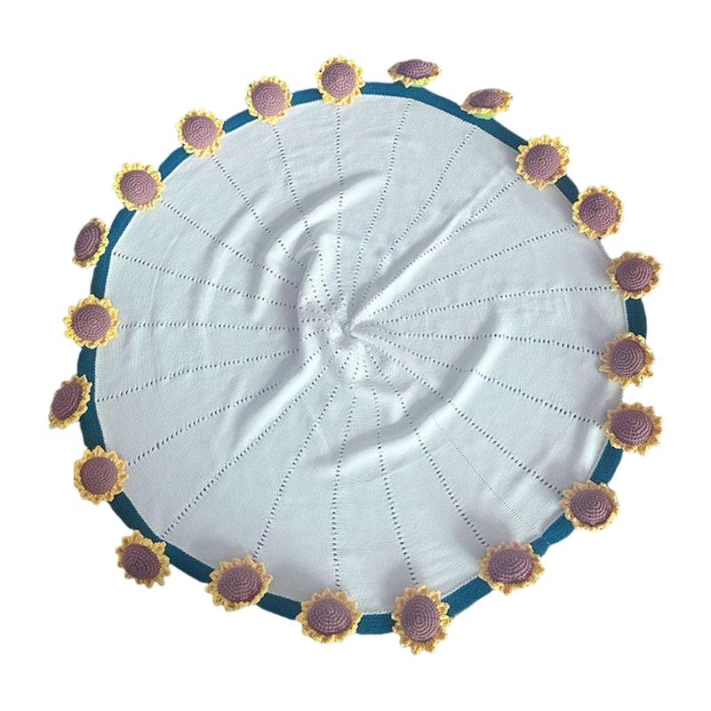 

Sunflowers Blanket Set Soft Plush Throw Acrylic Fiber Living Room Bedroom Decoration Daily Use Diameter 80cm