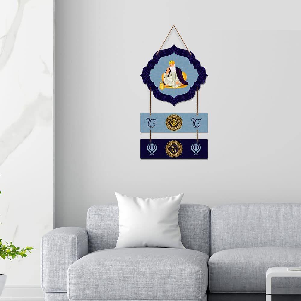Guru Nanak Dev Welcome Quote Decorative Wooden Wall Hanging for Living Room | Bedroom | Home Decor | Gifts | Wall Art for Hall | MDF Wall Decoration