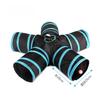 Blue Black Cat Tunnel Toy Foldable Play Tube Fun Pop-Up Hideaway Interactive Chase Game Durable Pet Playhouse for Indoor Kittens