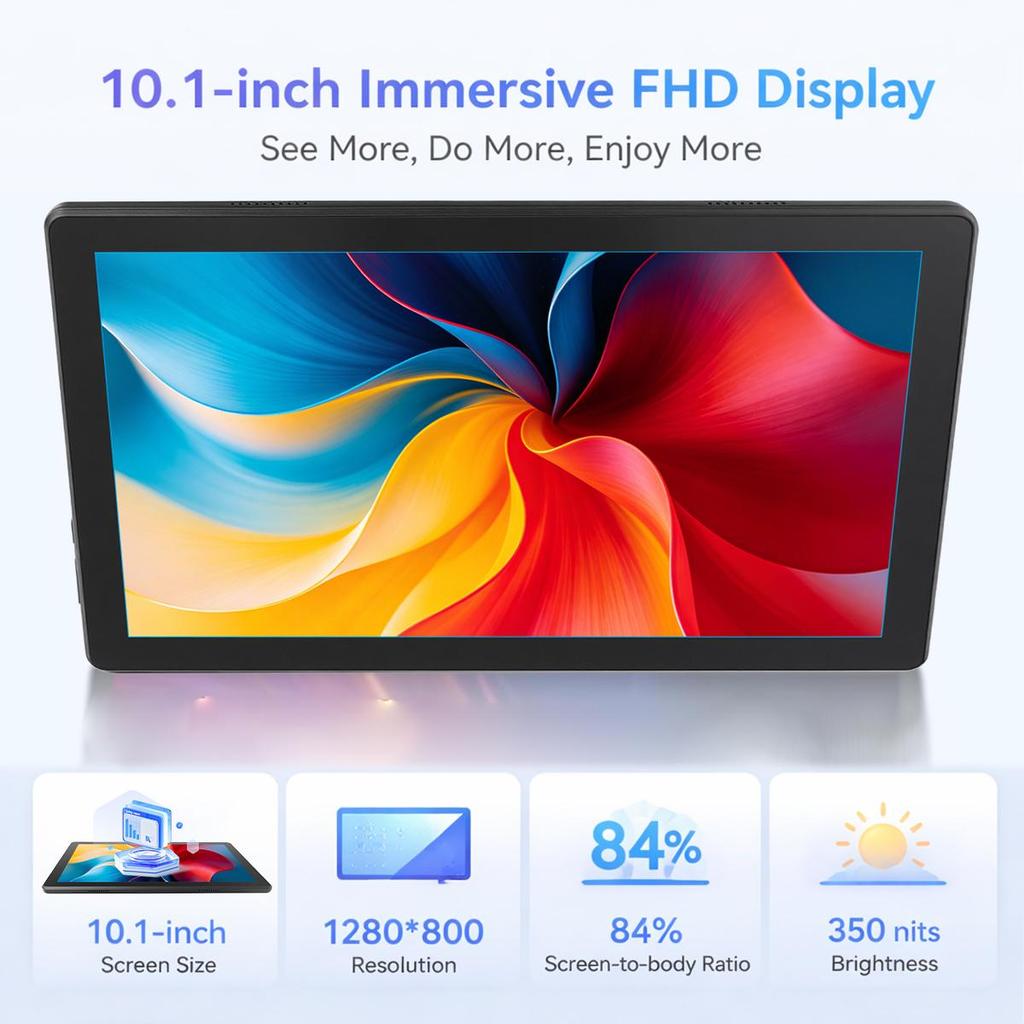 Tablet Android 16, 10,1 Pollici, 36 GB di RAM + 256 GB di ROM, Octa Core, Batteria da 6000 mAh, Nero