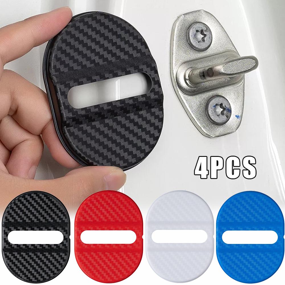 For Car Door Lock Plastic Car Door Lock Protective Cover Cushion Anti Rust Sleeve Car Accessories Styling Mouldings 4pcs