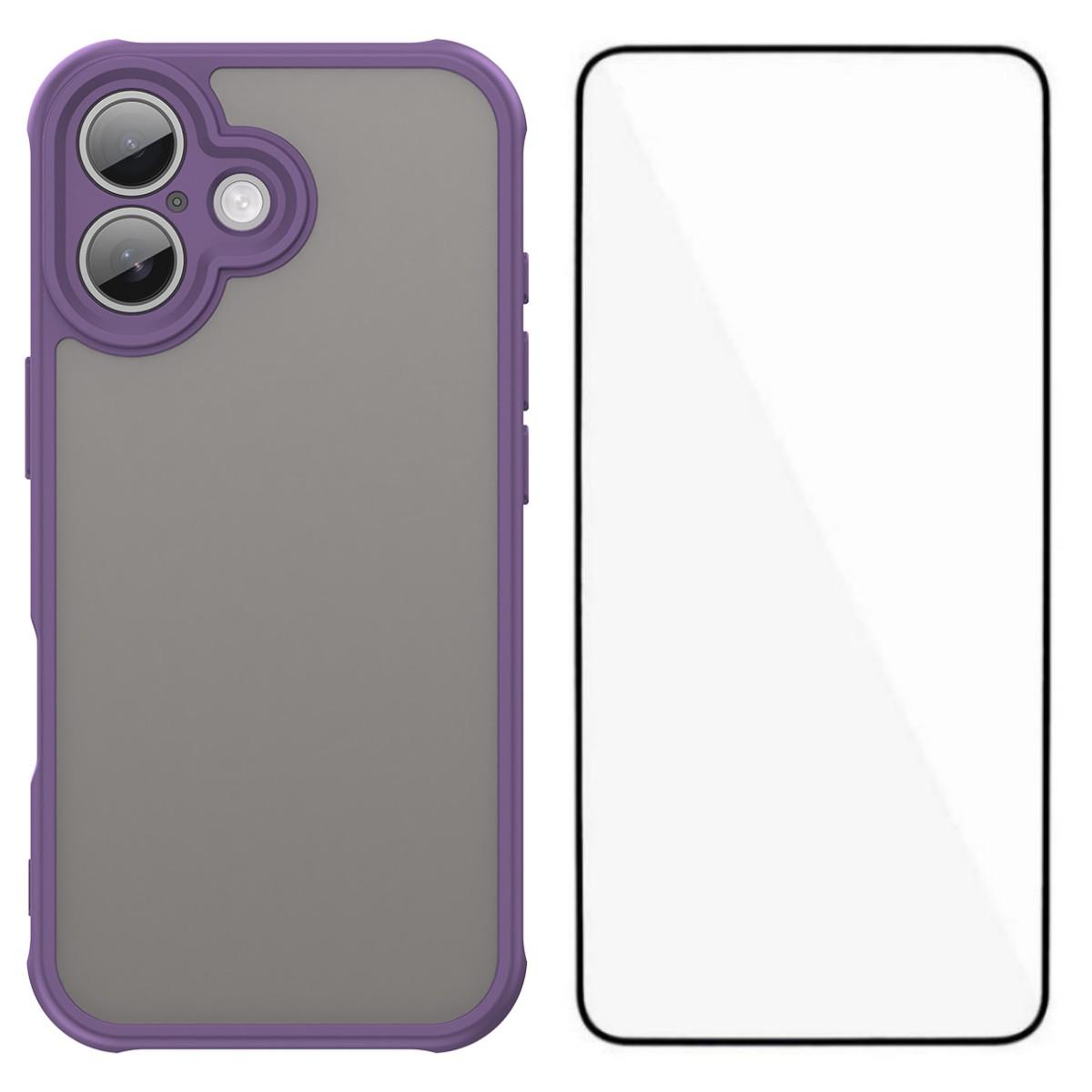 

Чехол серии WANLONFENG FD для iPhone 17 с защитной пленкой для экрана, ТПУ + ПК задняя крышка для телефона с тактильным покрытием Purple