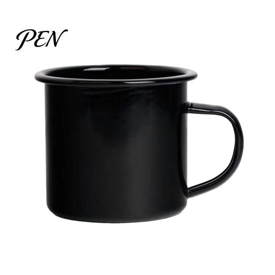Durable Steel Water Cup Enamel Coffee Mug with Handle, Retro Style Cup, Smooth Reusable Hot Tea Surface Portable Drinking for And Milk Nostalgic Home