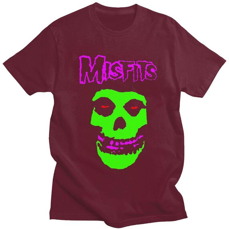 Custom Horror Punk Rock Misfits Skull T Shirt for Men 100 Cotton Tshirt Leisure Tees Tshirts Slim Fit