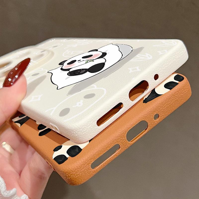 Pandas Pattern Silicone Soft Case for Xiaomi 13t Poco X6 M6 Pro Redmi Note 14 13 12 11 10 Pro Shockproof Leather Texture Plain Color Slim Cover