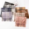 British Double Sided Checkered Tassel Scarf Korean Atmosphere New Winter Style Versatile  Whitening and Warm Shawl Couple's Scarf