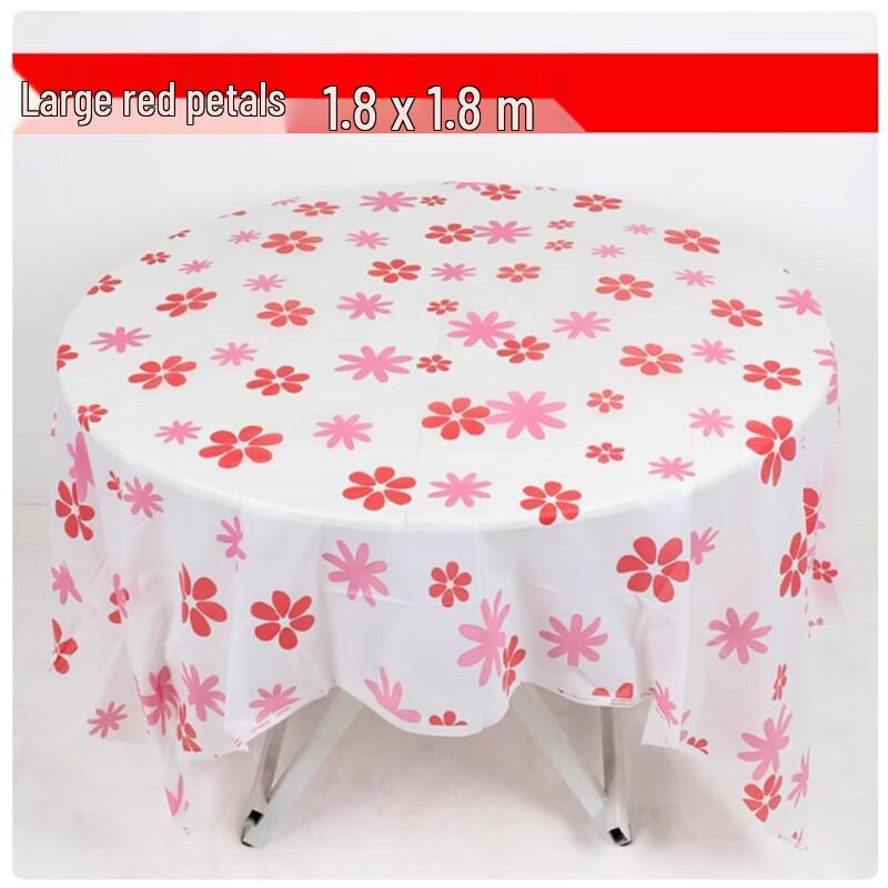 Shengbi Lai Disposable Red Floral Tablecloth - 20-Pack
