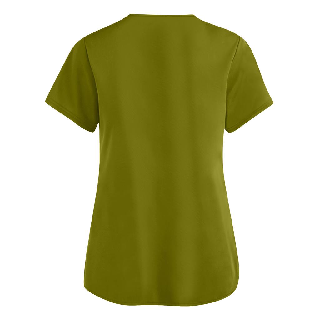 Women's Fashion V-Neck Short Sleeve Overalls With Pockets  Print Tops  Clothes