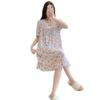 1011 new pajamas women's cotton and silk round neck loungewear thin fashion home artificial cotton and silk nightgown can be worn outside
