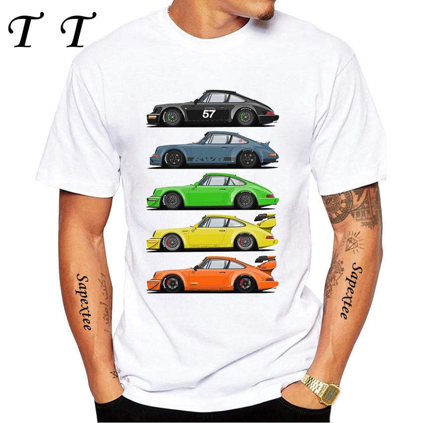 New Summer Men Short Sleeve Retro Turbo RWB 993 T-Shirt Hip Hop Casual Tops Vintage Harajuku Sport Car Fashion White Tees