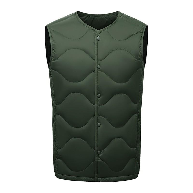 Mens Lightweight Down Vest Outdoor Casual Sleeveless Crew-Neck Convertible V-Neck Wave