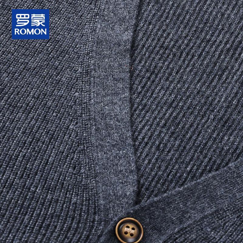 ROMON Men's 100% Cashmere V-Neck Thick Knit Cardigan