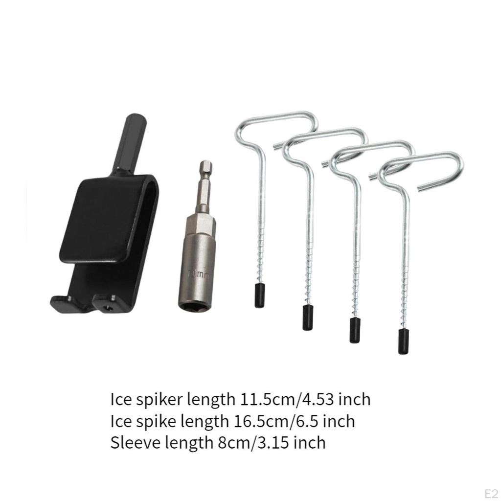 4x Ice Fishing Anchors Tent Stakes Anchor Drill Adapter Ground Nails with A Socket Practical