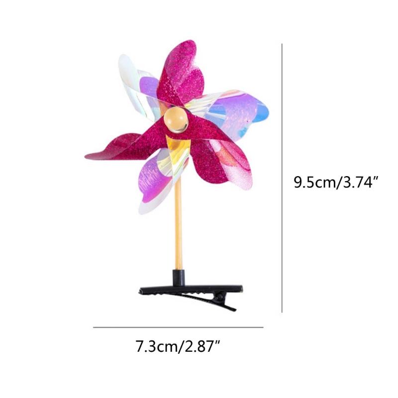 Children Windmill Hair Clip Colorful Duckbill Hairpin Girls Cute Plastic Barrettes Hair Clip Birthday Festival Gift