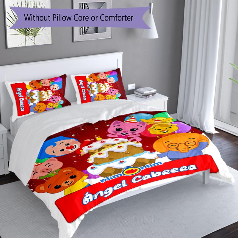 3pcs Custom Name plim plim Bedding Set,Includes 1 Duvet Cover and 2 Pillowcases,All-season Bedroom Decor