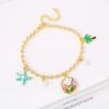 Gold-Plated Starfish Coconut Tree Flower Copper Bead Chain Bracelet Fashion for Women Girls Party Vacation Beach Jewelry Gift