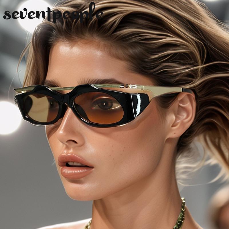 Y2K Punk Small Frame Oval Women Sunglasses  Luxury Brand Design Trendy Vintage Square Goggles Sun Glasses For Ladies Eyewear