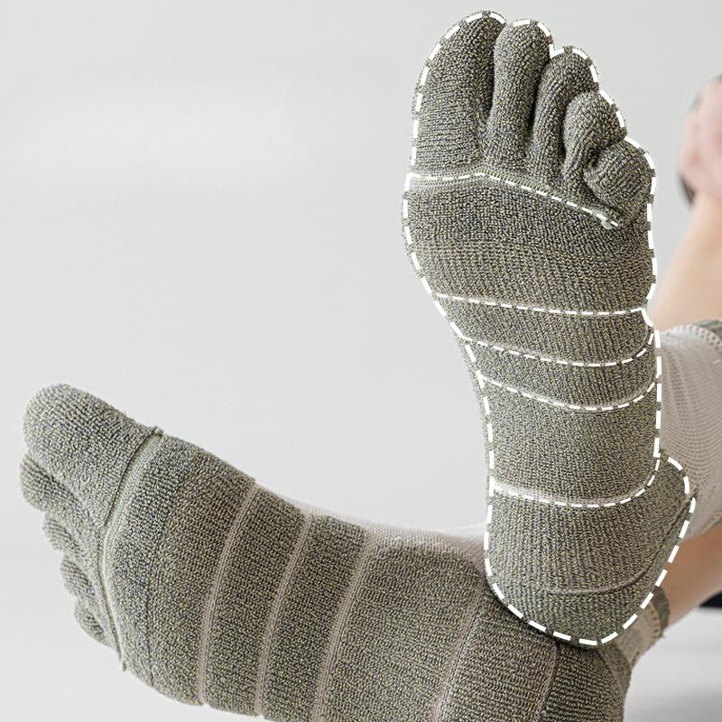 Terry Socks Men's Five Fingers Socks Towel Bottom Cotton Non-slip Anti-pilling Mesh Sweat Breathable Anti-odour Spring Socks