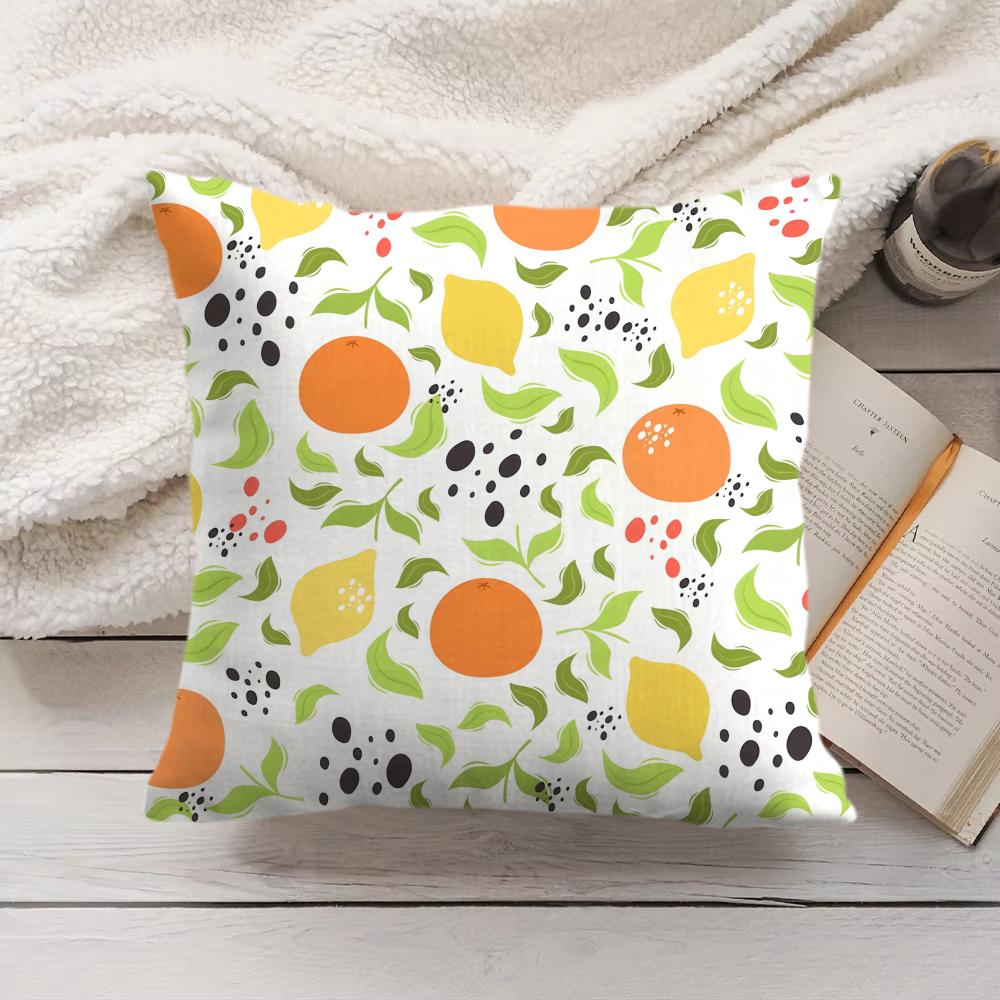Lemon Pattern Cushion Cover Soft Short Plush Pillow Cover Smooth Cozy Texture Aesthetic Cushion Case Home Decor