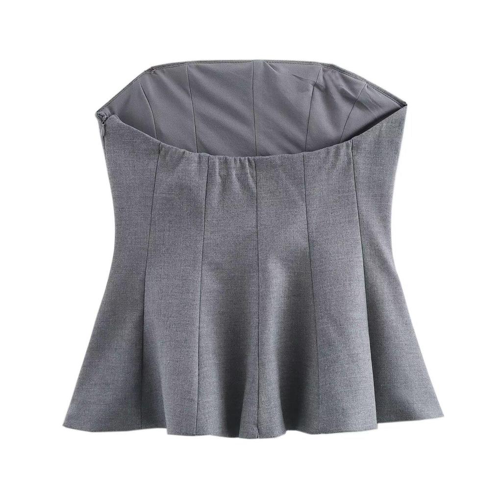 Autumn Women's European Style Versatile Short Skirt and Bandeau Top Set