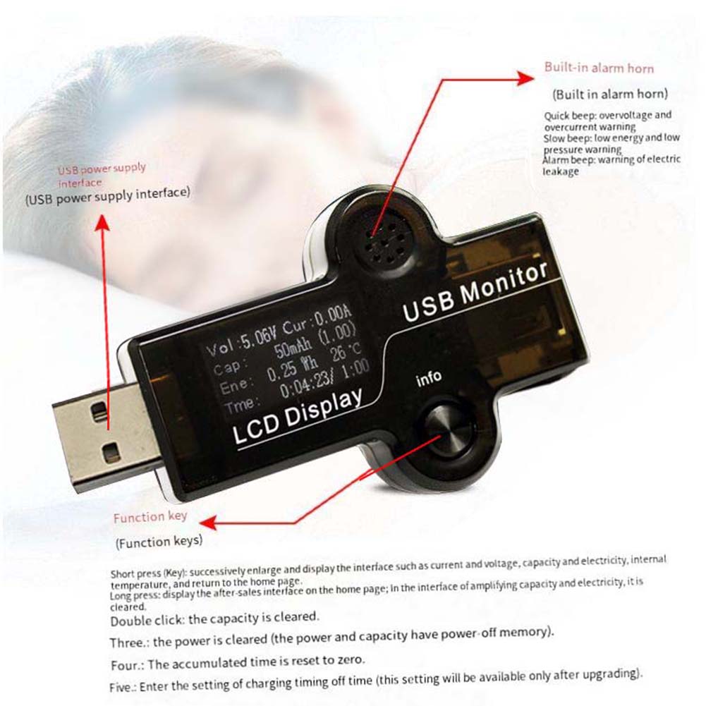 

0.96 Inch USB Voltage Current Detector For Power Bank Charger Tester With Real Time Monitoring Capacity Measurement OverloadAlam China Mainland