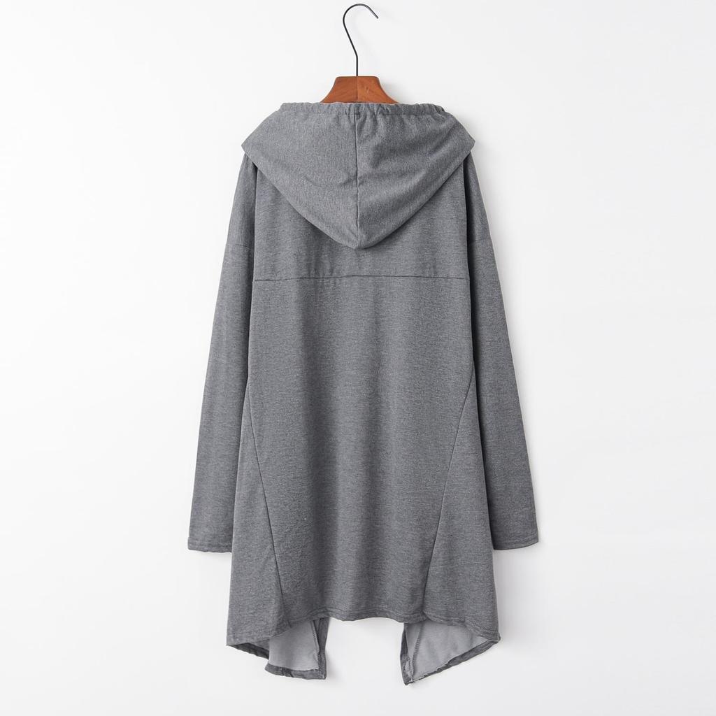 2023 Autumn/Winter European & American Solid Color Long Hooded Sweatshirt