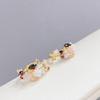 Korean Retro S925 Silver Shell Flower Stud Earrings, Handmade Gold-Plated Petals, Slimming Color-Block Design Ear Jewelry for Women.