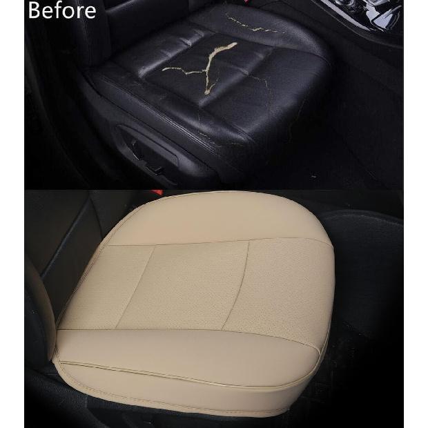 Luxury PU Leather Car Seat Cover Protector Front Car Seat Cover Seat Bottom Cover Single Seat Cover-Compatible With 90% Vehicles (Width 20.8× Deep21