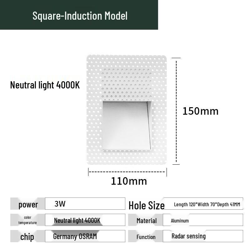 Recessed Frameless LED Stair and Corridor Light