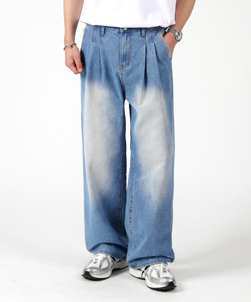 Hapeunain Sunshine Washed Double Pintuck Wide Denim Pants H05Brd_Hxv11318