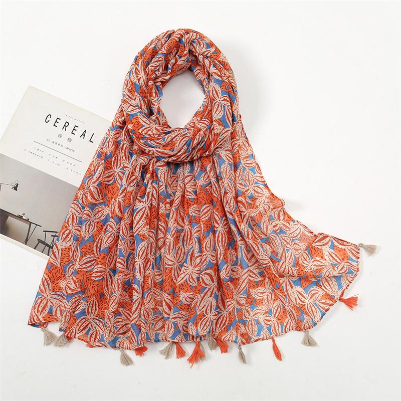 Fashion Luxury Petal Floral Tassel Viscose Shawl Scarf Lady High Quality Wrap Pashmina Stole Bufandas Muslim Hijab 180*90Cm