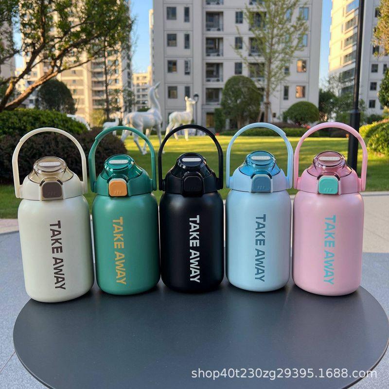 Large-Capacity Thermos Cup for Men and Women, Creative Outdoor Sports Water Bottle, High-Looking, Portable, Pop-Up Straw Water Cup
