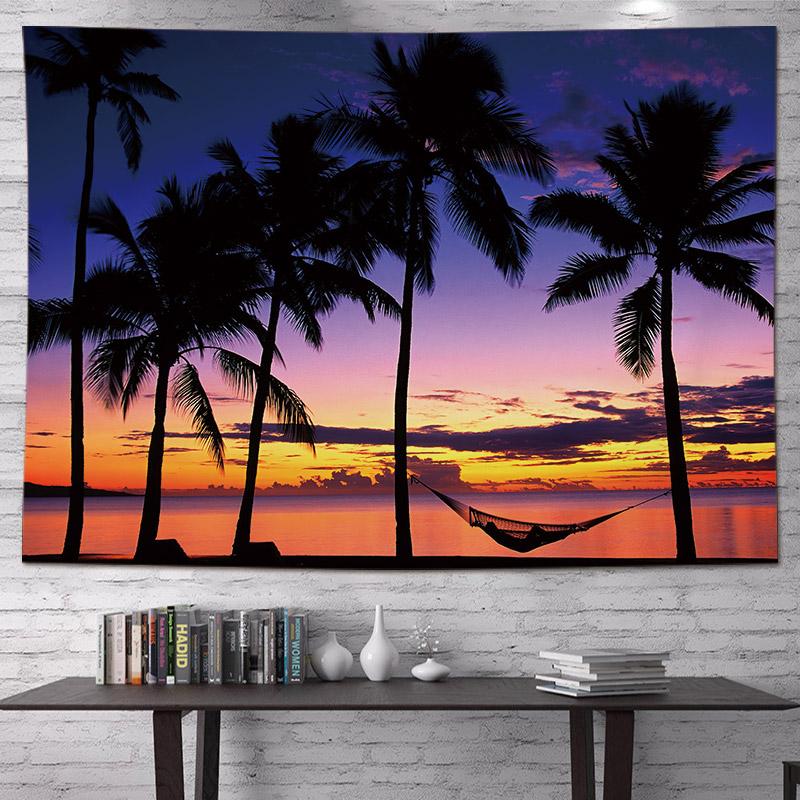 VIKAMA Coconut Tree Palm Tree Tapestry Dormitory Bedside Camping Wind Decoration Ins Room Sea Beach Wallpaper Home Decoration