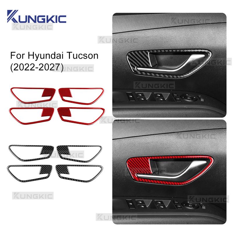 Real Soft Carbon Fiber Sticker For Hyundai Tucson NX4 2022 2023 2024 2025 2026 2027 Car Interior Door Dandle Frame Interior Trim.