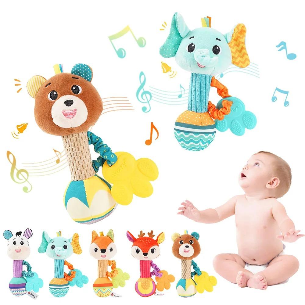 Babyrasseln, weiche Stofftierrassel, Handgriff, Babyspielzeug, Shaker, knisternd, quietschend, sensorisches Reisezubehör für Kleinkinder, Geschenke
