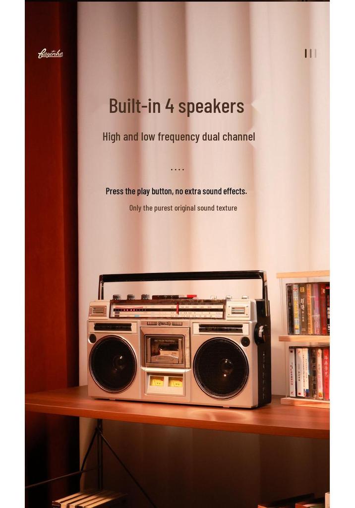 Vintage Portable Cassette Player with USB, Bluetooth, and Radio Recorder