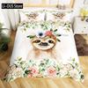 Cartoon Sloth Duvet Cover Bedding Set for Kid Girls Cute Animal Comforter Cover 1 Duvet Cover with 2 Pillowcases King Full Size