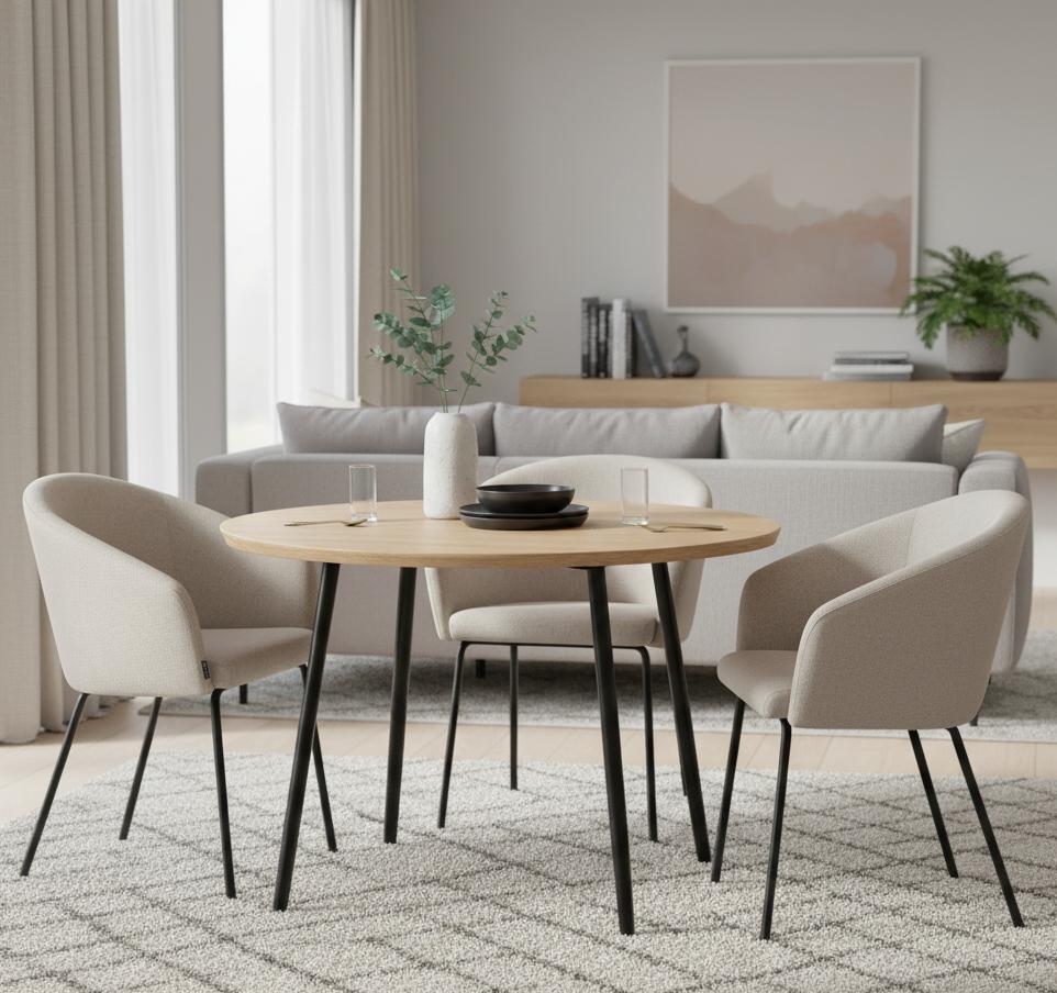 LUMO Upholstered Chair, Beige Fabric