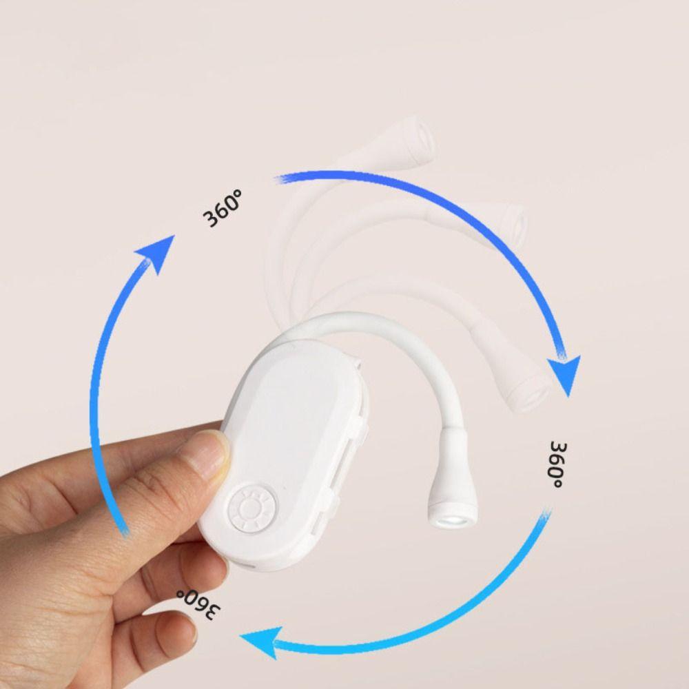 Portable Rechargeable LED Book Light Dimmable 360° Adjustable Night Light Mini Size 3 Color Eye-care Light Travel Use