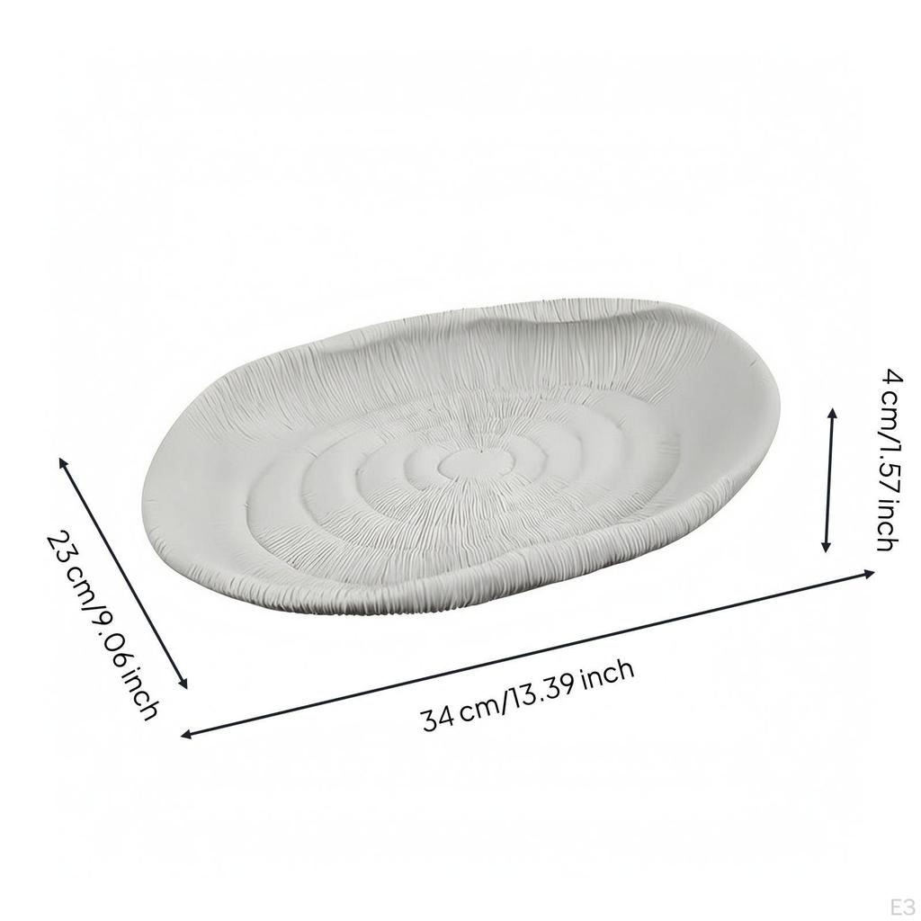 Minimalist Elliptical Platter | carved Textured Surface, Matte Painted Finish, Resin Tray, for