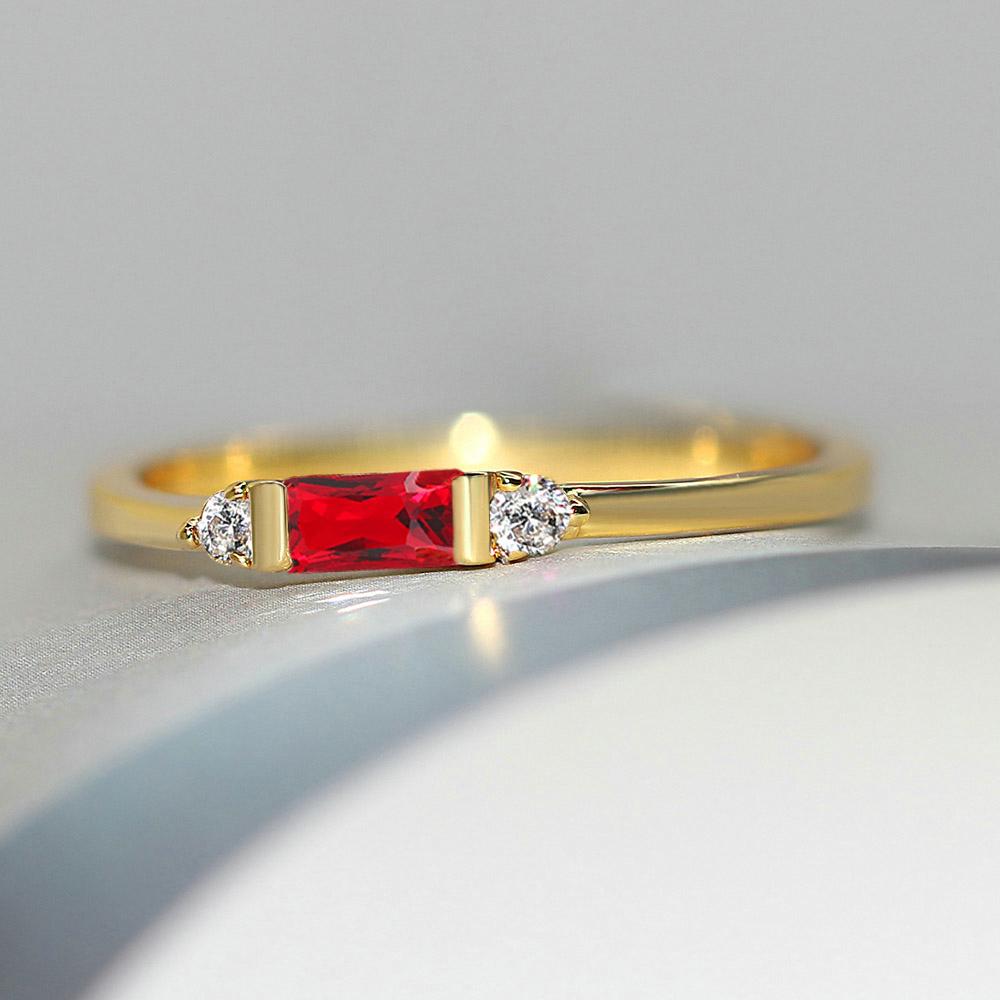 Thin Dainty Rings For Women Elegant Red Crystal OL Rose Gold Working Gift Mini Cute Jewelry KCR065
