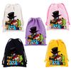 Villainous Drawstring Storage Bag Black Hat Anime Cartoon Pattern Print Children's Party Candy Gift Bag Portable Phone Bag