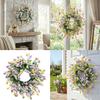 Easter Wreath Artificial Flower Wreath with Easter Eggs Holiday Decoration for Front Door Window Festival Celebration