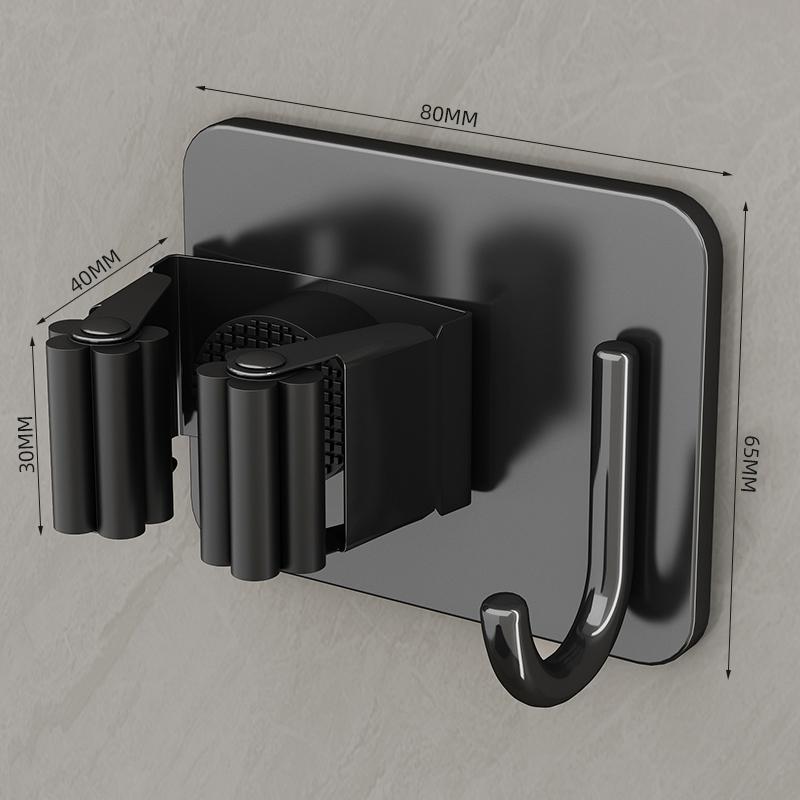 304 Stainless Steel Mop Holder Wall Mounted Adhesive Multi-Purpose Hooks Household Storage Organizer Rack Broom Hanger Stick
