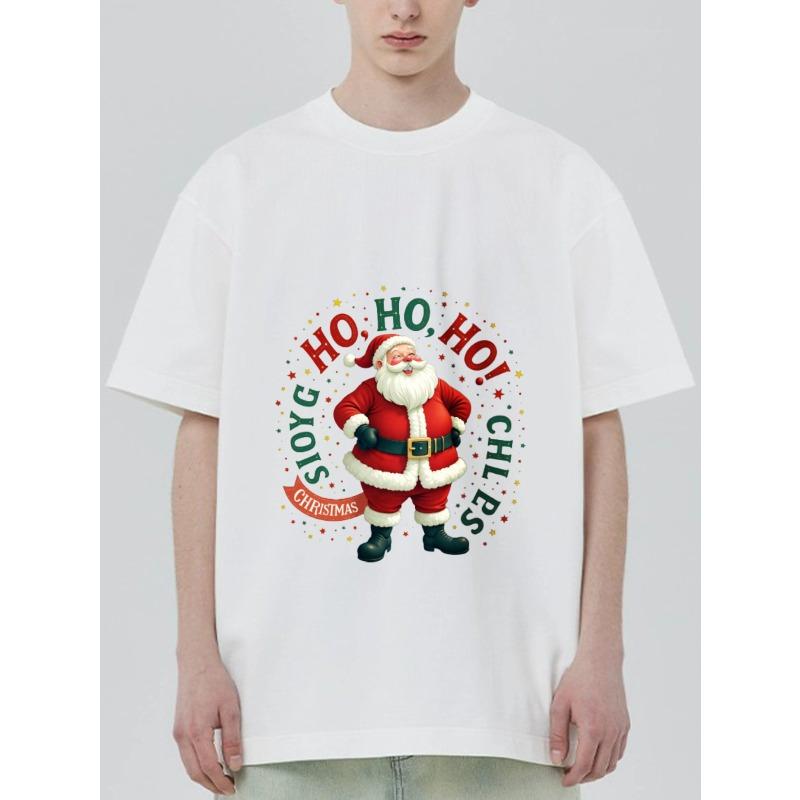 Weihnachts T-Shirt Schwarzer Weihnachtsmann Ho Ho Ho Freude Weihnachtsfeiertag Partykleidung