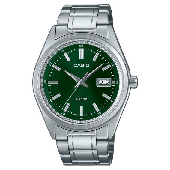 Refurbished Casio Standard Analog Stainless Steel Green Dial Quartz MTP-B180D-3AV Men s Watch зелёный