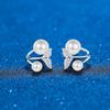 D Color 0.24CT Moissanite Mermaid Ear Jacket Front Back Ear Cuffs Double Pearl Stud Earring Freshwater Cultured Pearl Earrings Studs