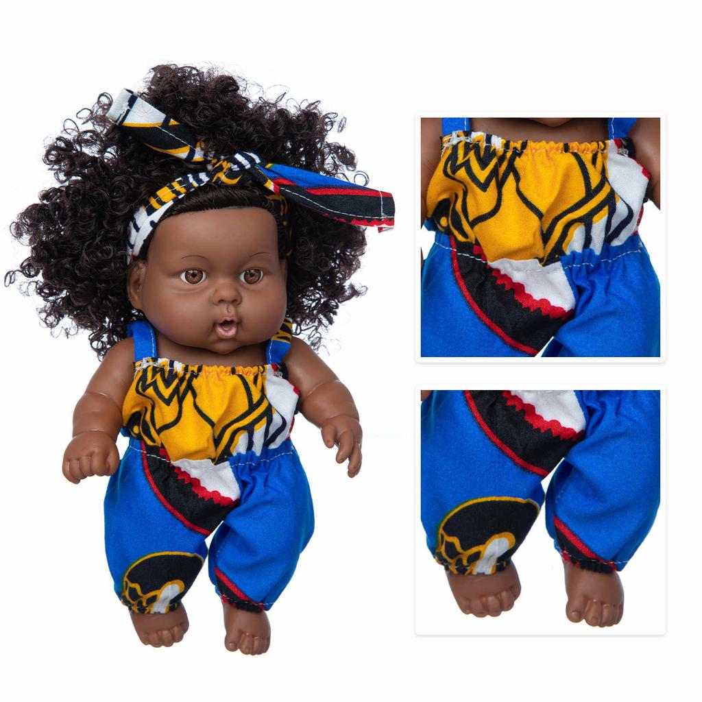 Black Black Baby Cute Curly Black 8-Inch Vinyl Baby Toy